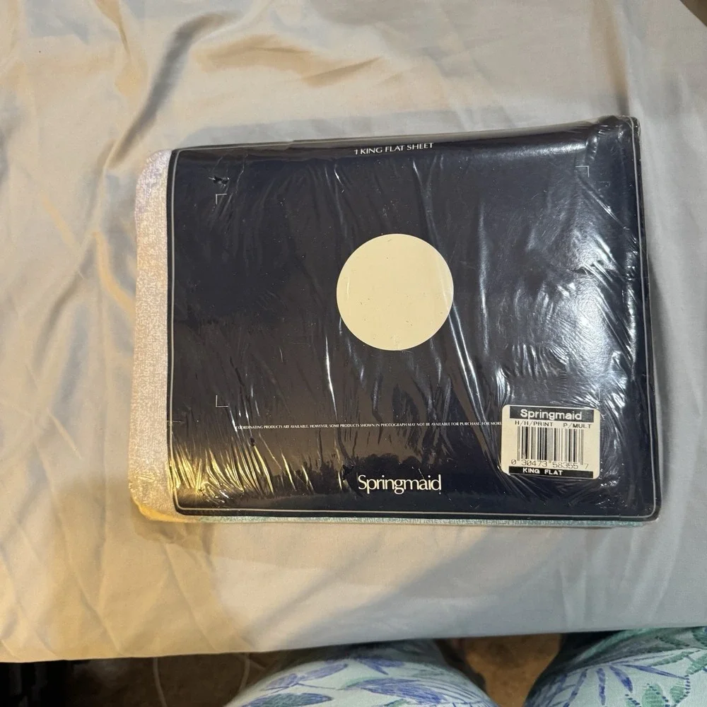 SPRINGMAID King Flat Sheet H/H Print‎ Pink Purple Vintage New In Package